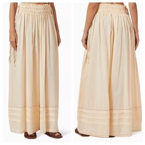 NWT Agua Bendita Palazzo pants All cotton handmade hand stitching cream long M L